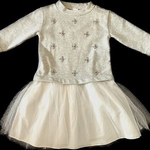Girls Sweatshirt Jeweled Bodice Tulle Skirt Dress
